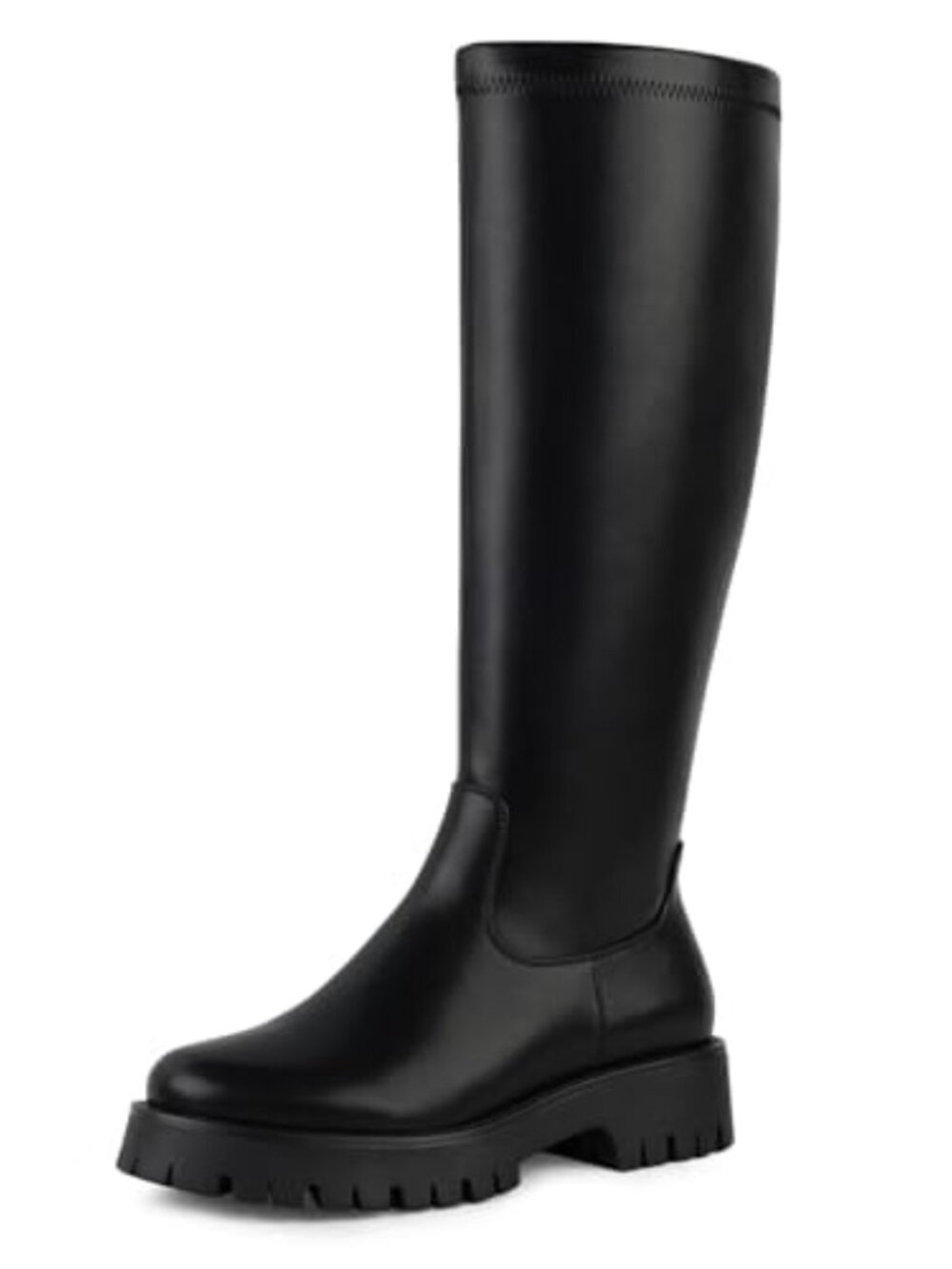 Knee High Chunky Platform Boots with Side Zipper Faux Leather - Picture 2 of 7